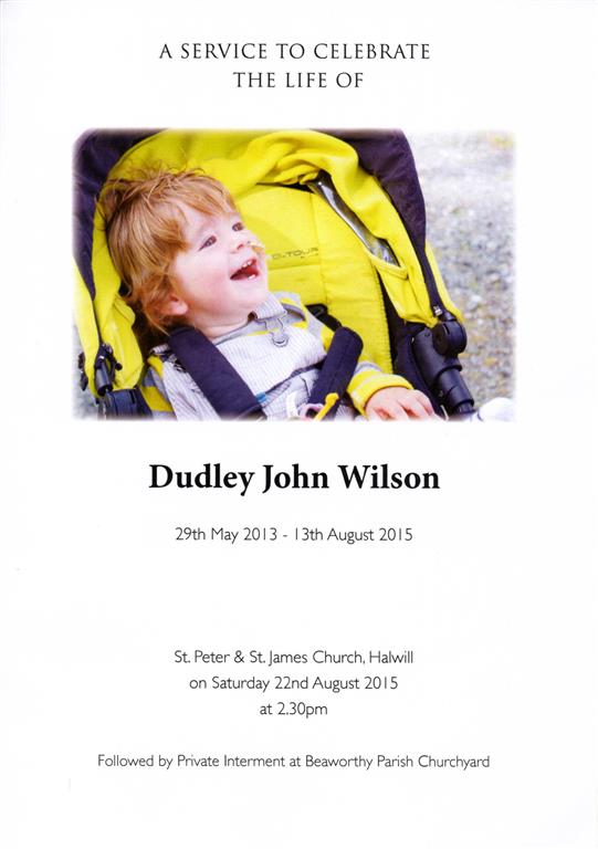 A Service to celebrate the life of Dudley John Wilson - Cover